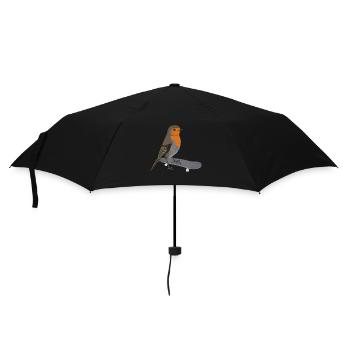 Rotkehlchen Skateboard Vogel Skaten Lustiges Tier - Regenschirm (klein) - Schwarz - Vorne