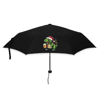 Dinosaurier stegosaurus Weihnachten Bier Lustig - Regenschirm (klein) - Schwarz - Vorne