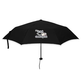 My Cat is My Therapist - Cute kitten in her sleep - Umbrella (small) - black - Front