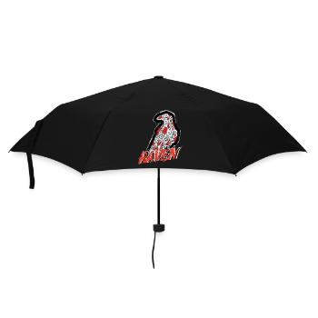 Corbeau peint à la main avec un lettrage en rouge noir - Parapluie standard - noir - Devant