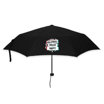 Volleyball Macht Happy - Regenschirm (klein) - Schwarz - Vorne