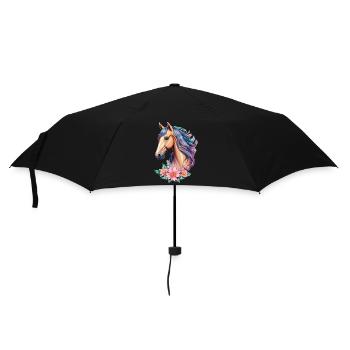 Flower horse for girls in pastel shades - Umbrella (small) - black - Front