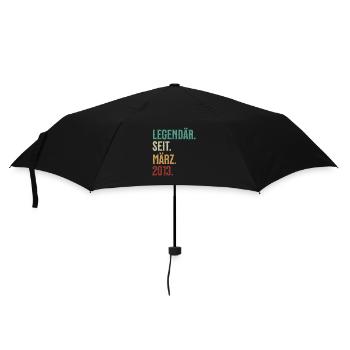 Legendär. Seit. März. 2013. Retro Birthday - Regenschirm (klein) - Schwarz - Vorne