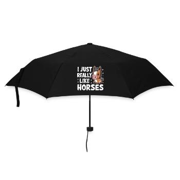 Pferd Pferde Reiten Pferdereiten Sprungreiten - Regenschirm (klein) - Schwarz - Vorne