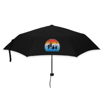 Retro Volleyballspieler Volleyballtrainer - Regenschirm (klein) - Schwarz - Vorne