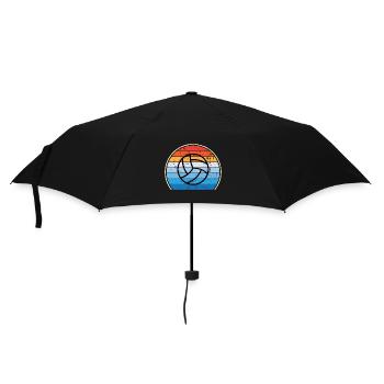 Retro Volleyballspieler Volleyballtrainer - Regenschirm (klein) - Schwarz - Vorne