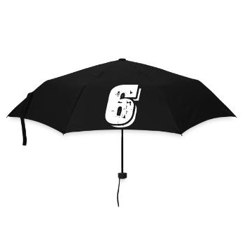 6 Zahl Symbol - Regenschirm (klein) - Schwarz - Vorne