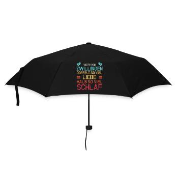 Vater von Zwillingen eineiige zweieiige Geschenk - Regenschirm (klein) - Schwarz - Vorne