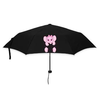 Babyelefant tragen Elefantenbaby rosa Baby Elefant - Regenschirm (klein) - Schwarz - Vorne
