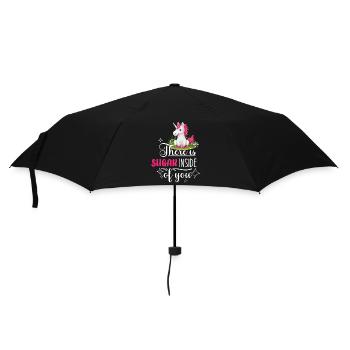 Zuckersüss Spruch Mädchen Pink Einhorn - Regenschirm (klein) - Schwarz - Vorne