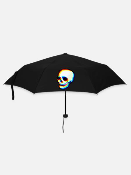 Modern Neon Skull Illustration - Umbrella (small) - black