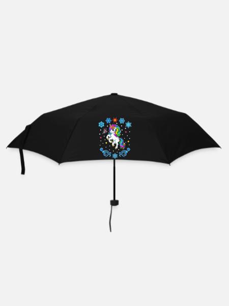 colorful unicorn with snowflakes Christmas 2022 - Umbrella (small) - black