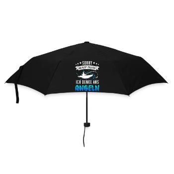 Lustiges Angler Design - Funny Fischer Motiv - Regenschirm (klein) - Schwarz - Vorne
