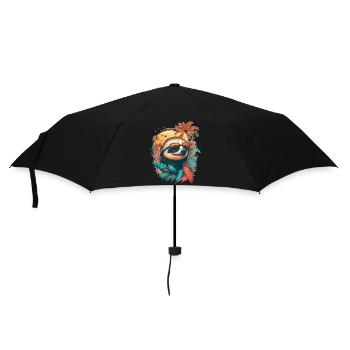 Sloth with sunglasses vacations in Hawaii - Umbrella (small) - black - Front
