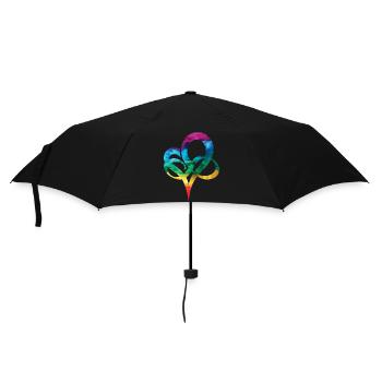 LGBTQ Regenbogen Herz Pride Heart Geschenk - Regenschirm (klein) - Schwarz - Vorne