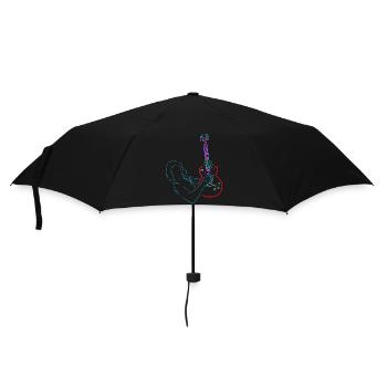 Rainbow colorful guitarist. Electric guitar. - Umbrella (small) - black - Front