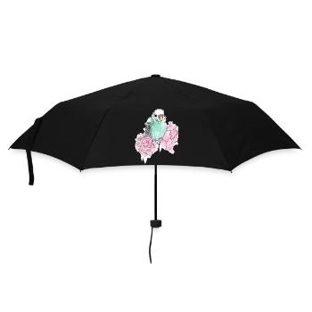 Budgerigars and peonies - Umbrella (small) - black - Front
