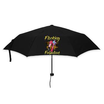 Cute Funny Flocking Fabulous Flamingo Pun - Umbrella (small) - black - Front