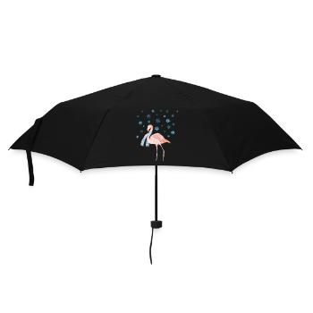 Flamingo im Schnee - Regenschirm (klein) - Schwarz - Vorne