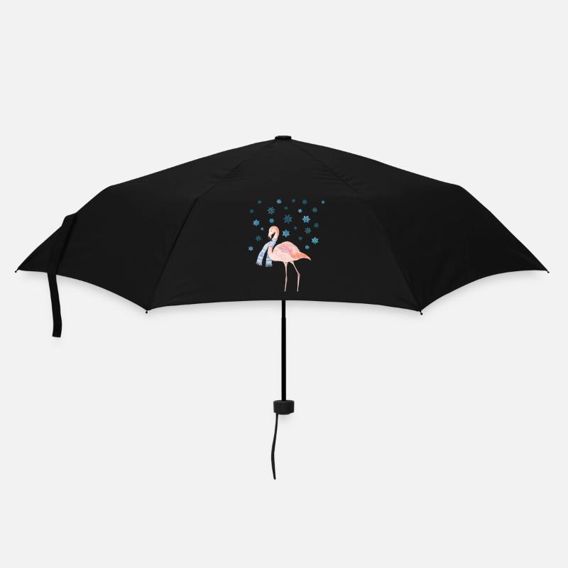 Flamingo im Schnee - Regenschirm (klein) - Schwarz