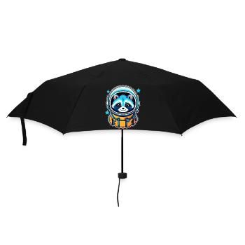 Waschbär Astronaut Illustration - Regenschirm (klein) - Schwarz - Vorne