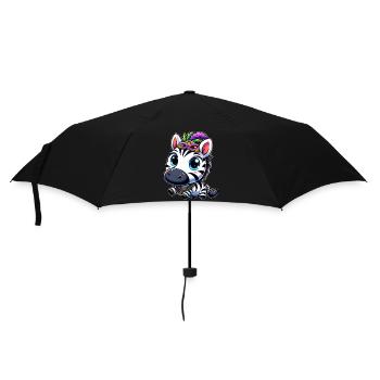 Carnival Zebra: Mardi Gras with Mask - Umbrella (small) - black - Front