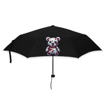 Teddybär / Kuscheltier / Stofftier / Geschenkidee - Regenschirm (klein) - Schwarz - Vorne