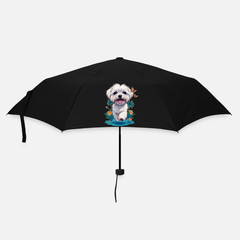 Malteserwelpe 🐾 - Regenschirm (klein) - Schwarz
