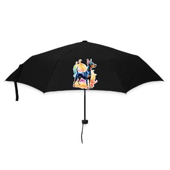 Dobermann Wasserfarben - Regenschirm (klein) - Schwarz - Vorne