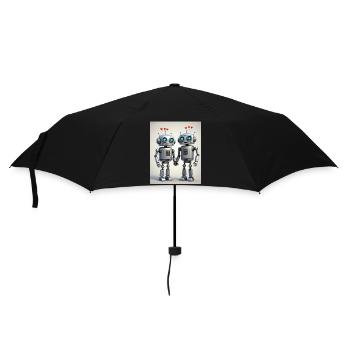 Robot Couple - Umbrella (small) - black - Front