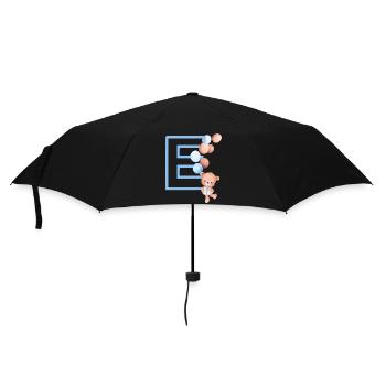 Blauer Buchstabe E Bär - Regenschirm (klein) - Schwarz - Vorne