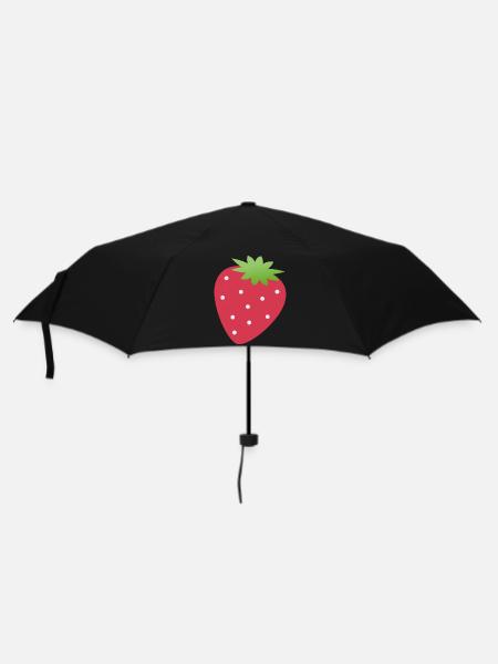 Erdbeere - Regenschirm (klein) - Schwarz