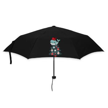 Cute Christmas Tree Fir Tree Cartoon with Sea - Umbrella (small) - black - Front