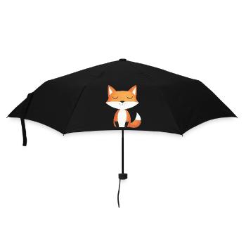 Mignon renard heureux détendu dans le style de dessin animé - Parapluie standard - noir - Devant