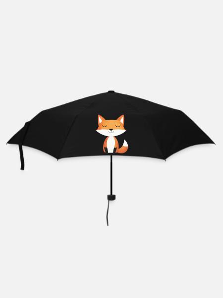 Niedlicher entspannter glücklicher Fuchs im Cartoon-Stil - Regenschirm (klein) - Schwarz