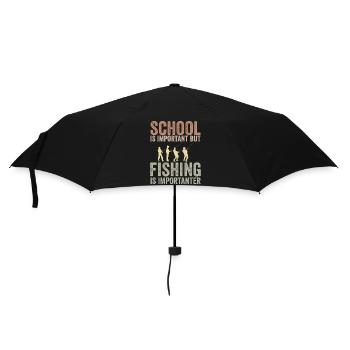 Schule ist wichtig, aber Angeln ist noch wichtiger - Regenschirm (klein) - Schwarz - Vorne