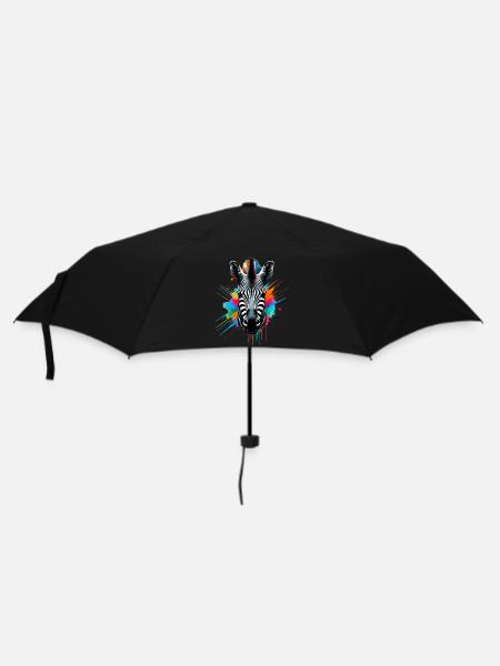 Zebra - Regenschirm (klein) - Schwarz