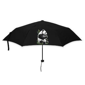 Süßer Panda mit grünem Bambus - Regenschirm (klein) - Schwarz - Vorne
