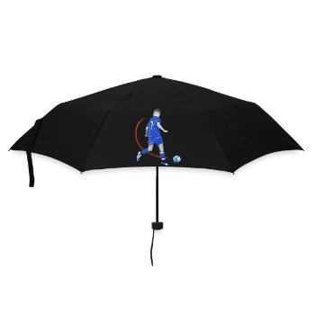 Fussballspieler mit Ball - Regenschirm (klein) - Schwarz - Vorne