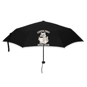 Katzensprüche Kaffee Liebhaber Motiv - Regenschirm (klein) - Schwarz - Vorne