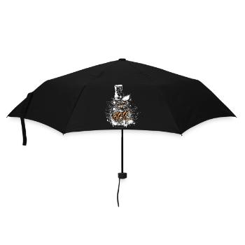 Halloween Eule mit Hexenhut und BOO Schriftzug - Regenschirm (klein) - Schwarz - Vorne