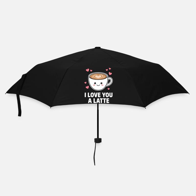 Ich liebe dich, ein süßer Latte-Kaffee-Design - Regenschirm (klein) - Schwarz