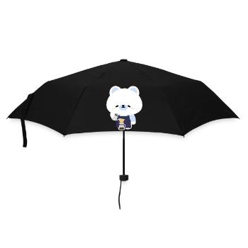 Cozy Polar Bear Barista - Regenschirm (klein) - Schwarz - Vorne