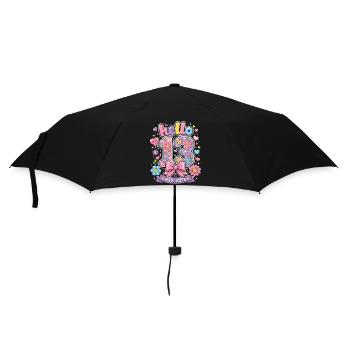 Hello 13 Year Old Gold and Pink Bow | Teen Birthday - Umbrella (small) - black - Front