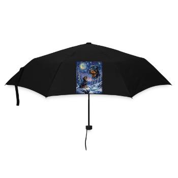 Howling to the Moon Meme Hund Affenpinscher - Regenschirm (klein) - Schwarz - Vorne