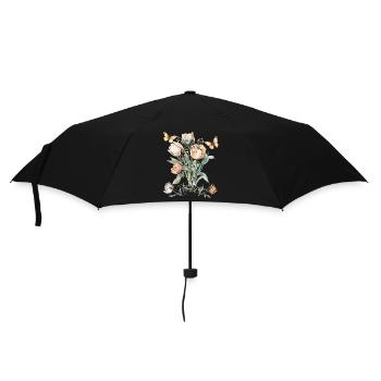 Vintage Tulip Bloom & Butterflies - Umbrella (small) - black - Front