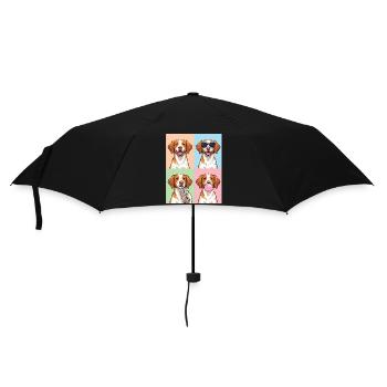 Hunde Brittany Hund - Regenschirm (klein) - Schwarz - Vorne