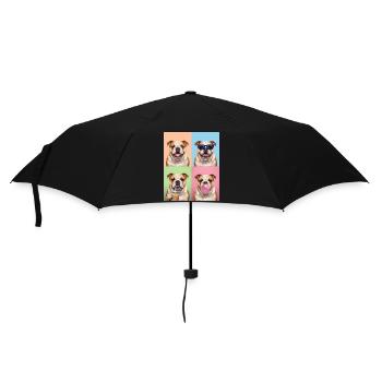 Hunde Bulldog Hund - Regenschirm (klein) - Schwarz - Vorne