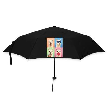 Alpakas Alpaka - Regenschirm (klein) - Schwarz - Vorne