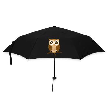 Eine süße Eule auf dem Ast Owl Bird - Regenschirm (klein) - Schwarz - Vorne